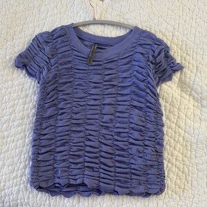 Anthropologie Textured Short Sleeve Top in Blue